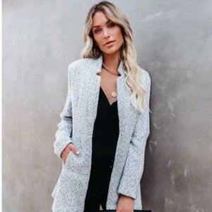 Vici Woman's Blazer- Extra Small- Heather Grey and White Color